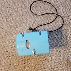 Retro light blue Frigidaire mini fridge